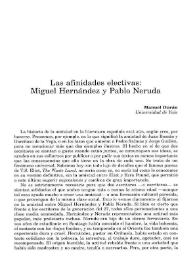 Las afinidades electivas: Miguel Hernández y Pablo Neruda