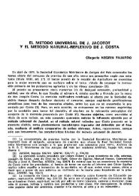 El método universal de J. Jacotot y el método natural reflexivo de J. Costa