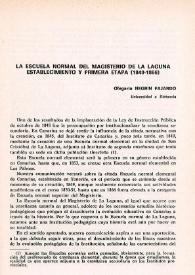 La Escuela Normal del Magisterio de La Laguna. Establecimiento y primera etapa (1849-1866)
