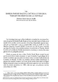 Emilia Pardo Bazán, crítica literaria: variantes breves de la novela