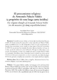 El pensamiento religioso de Armando Palacio Valdés (a propósito de una larga carta inédita)