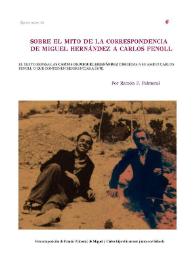 Sobre el mito de la correspondencia de Miguel Hernández a Carlos Fenoll