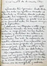Carta de Miguel Hernández a Germán Vergara Donoso. Ocaña, 28 de diciembre de 1940
