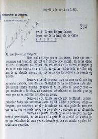 Carta de Carlos Rodríguez Spiteri a Germán Vergara Donoso. Madrid, 6 de abril de 1942