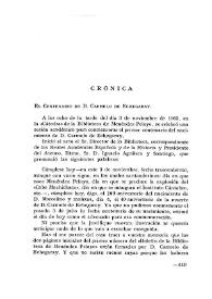 Boletín de la Biblioteca de Menéndez Pelayo, año 41, núms. 3 y 4 (julio-diciembre 1965). Crónica. El centenario de D. Carmelo de Echegaray 