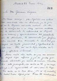 Carta de Vicente Aleixandre a Germán Vergara. Madrid, 26 de enero de 1942
