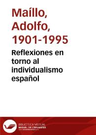 Reflexiones en torno al individualismo español