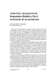 Alain Guy: un proyecto de hispanismo filosófico. En el centenario de su nacimiento 