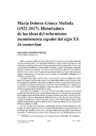 María Dolores Gómez Molleda (1922-2017). Historiadora de las ideas del reformismo inconformista español
del siglo XX. 