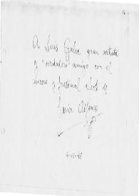 Dedicatoria manuscrita de Alfonso, Javier a Luis Galve. 1946-12-04