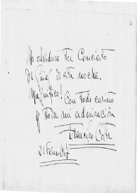 Nota manuscrita de Costa, Francisco a Luis Galve. 1947-02-21