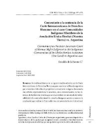 Comentario a la sentancia de la Corte Interamericana de Derechos Humanos en el caso Comunidades Indígenas Miembros de la Asociación Lhaka Honhat (Nuestra Tierra) vs. Argentina 