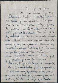 Carta de Josefina Manresa a Carlos Spiteri. Cox, 8 de abril de 1942