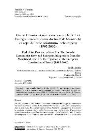 Fin de l’histoire et nouveaux temps : le PCF et l’intégration européenne du traité de Maastricht au rejet du traité constitutionnel européen (1992-2005)