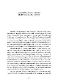 Antonio Machado y Baeza: el sentido de una crítica