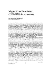 Miguel Cruz Hernández (1920-2020). 'In memoriam'