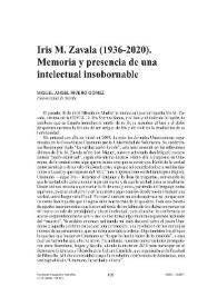 Iris M. Zavala (1936-2020). Memoria y presencia de una intelectual insobornable 