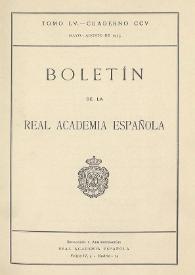 Boletín de Real Academia Española. Tomo LV, cuaderno 205, mayo-agosto de 1975