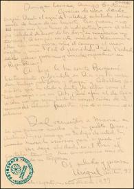 Carta de Miguel Hernández a Carmen Conde y Antonio Oliver Belmás. Orihuela, 1 de agosto de 1933