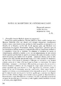 Notas al magisterio de Antonio Machado