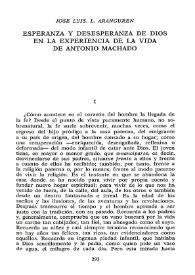 Esperanza y desesperanza de Dios en la experiencia de la vida de Antonio Machado