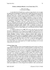 Polémica e institución literaria: el caso Gómez Arias (1734)
