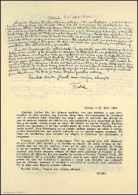 Carta de Miguel Hernández a Carlos Rodríguez Spiteri y Vicente Aleixandre. Ocaña, 6 de abril de 1941