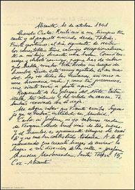 Carta de Miguel Hernández a Carlos Rodríguez Spiteri. Alicante, 10 de octubre de 1941