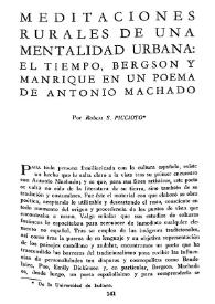 Meditaciones rurales de una mentalidad urbana: el tiempo, Bergson y Manrique en un poema de Antonio Machado