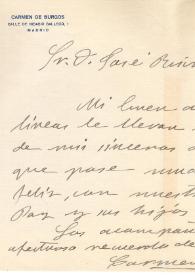 Carta de Carmen de Burgos a José Ruiz Castillo. Madrid, 1930