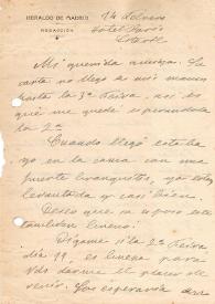Carta de Carmen de Burgos a Perpétua Nóbrega-Quintal. Madrid, 14 de febrero [1920]