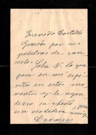 Carta de Carmen de Burgos a José Ruiz-Castillo. 1922