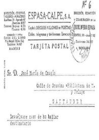 Tarjeta postal de Miguel Hernández a José María de Cossío. Madrid, [14 de septiembre de 1935]
