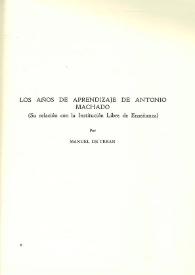 Los años de aprendizaje de Antonio Machado (Su relación con la Institución Libre de Enseñanza)