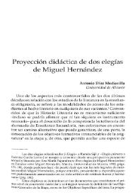 Proyección didáctica de dos elegías de Miguel Hernández