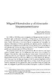Miguel Hernández y el itinerario hispanoamericano