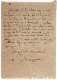 Carta de Miguel Hernández a Josefina Manresa. [Alicante. Reformatorio de Adultos, 1942]
