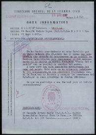 Nota informativa número 318 de la Comandancia de la Guardia Civil de Sevilla. Ministerio de Gobernación, 27 de mayo de 1967