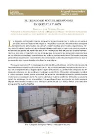 El legado de Miguel Hernández en Quesada y Jaén