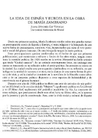 La idea de España y Europa en la obra de María Zambrano