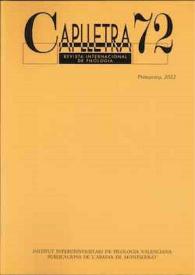 Caplletra: Revista Internacional de Filologia. Núm. 72, primavera de 2022