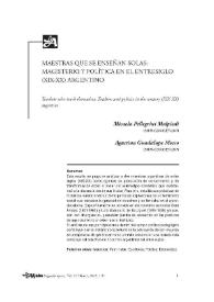 Maestras que se enseñan solas: Magisterio y Política en el entresiglo (XIX-XX) Argentino 