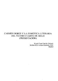 Carmen Bobes y la semiótica literaria del último cuarto de siglo (Presentación)