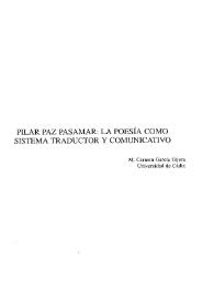 Pilar Paz Pasamar: la poesía como sistema traductor y comunitario