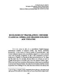 Ecologies of translation: Chinese classical opera and Spanish Golden Age Theatre 