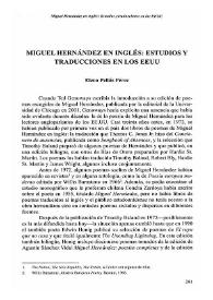 Miguel Hernández en inglés: estudios y traducciones en los EEUU