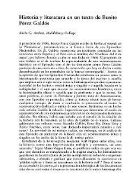 Historia y literatura en un texto de Benito Pérez Galdós 