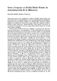Sexo y lenguaje en Emilia Pardo Bazán: la deconstrucción de la diferencia 
