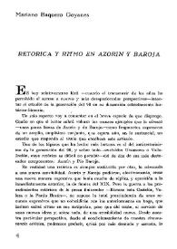 Retórica y ritmo en Azorín y Baroja