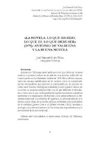 'La novela. Lo que ha sido. Lo que es. Lo que debe ser' (1878): Antonio de Valbuena y la buena novela 

